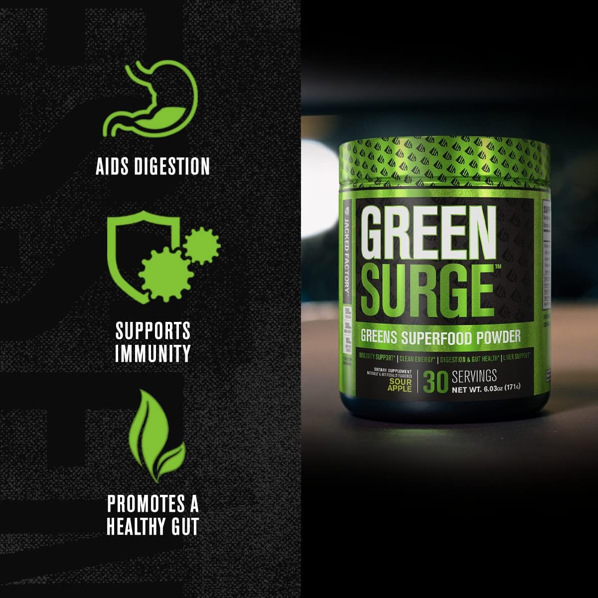 Green Surge Greens Powder w/Probiotics & Digestive Enzymes