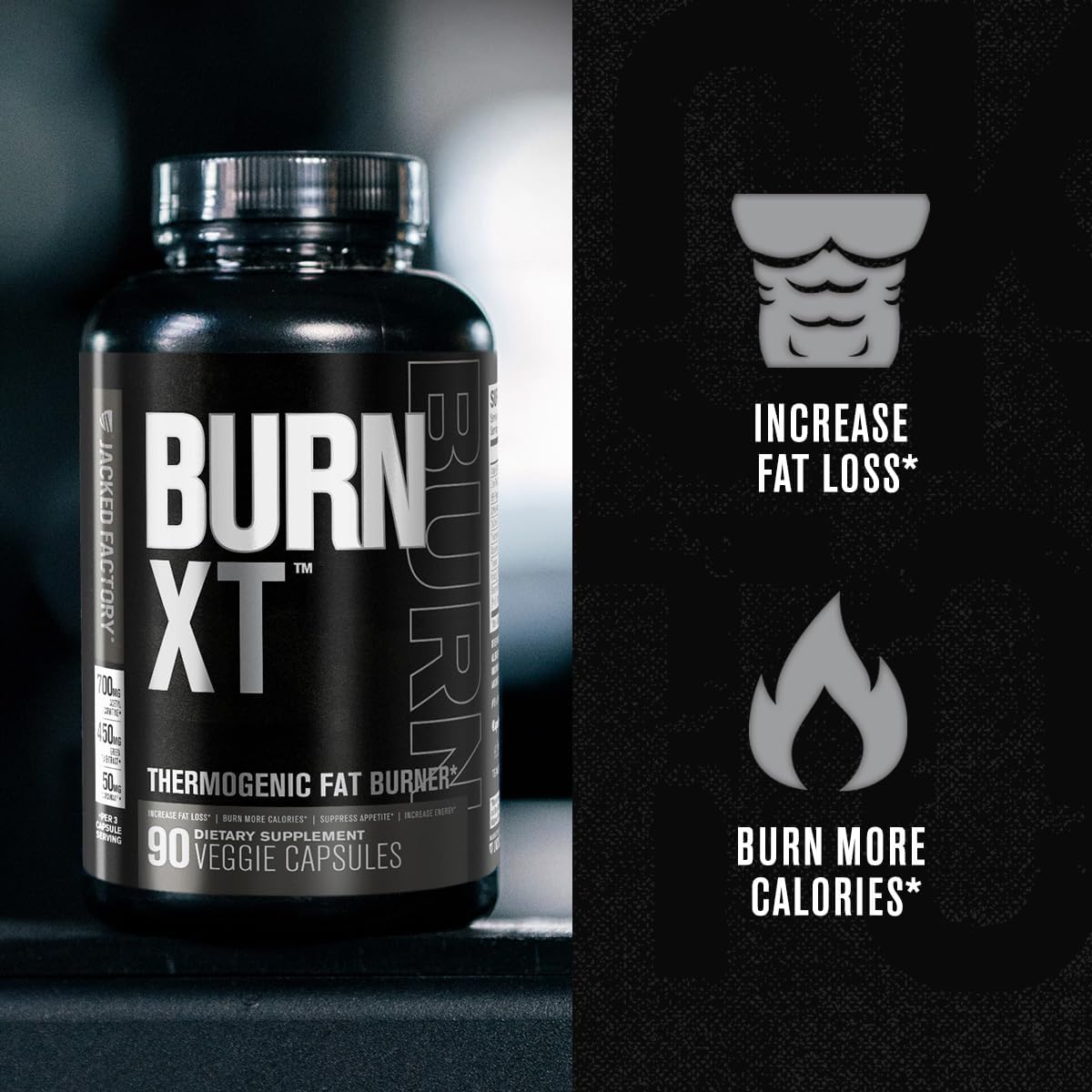 Burn-XT Black Thermogenic Fat Burner w/ TeaCrine® | Jacked Factory
