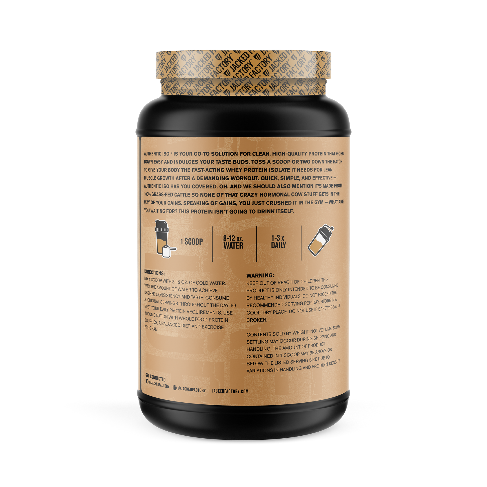 Authentic Iso GrassFed Whey Protein Isolate Jacked Factory