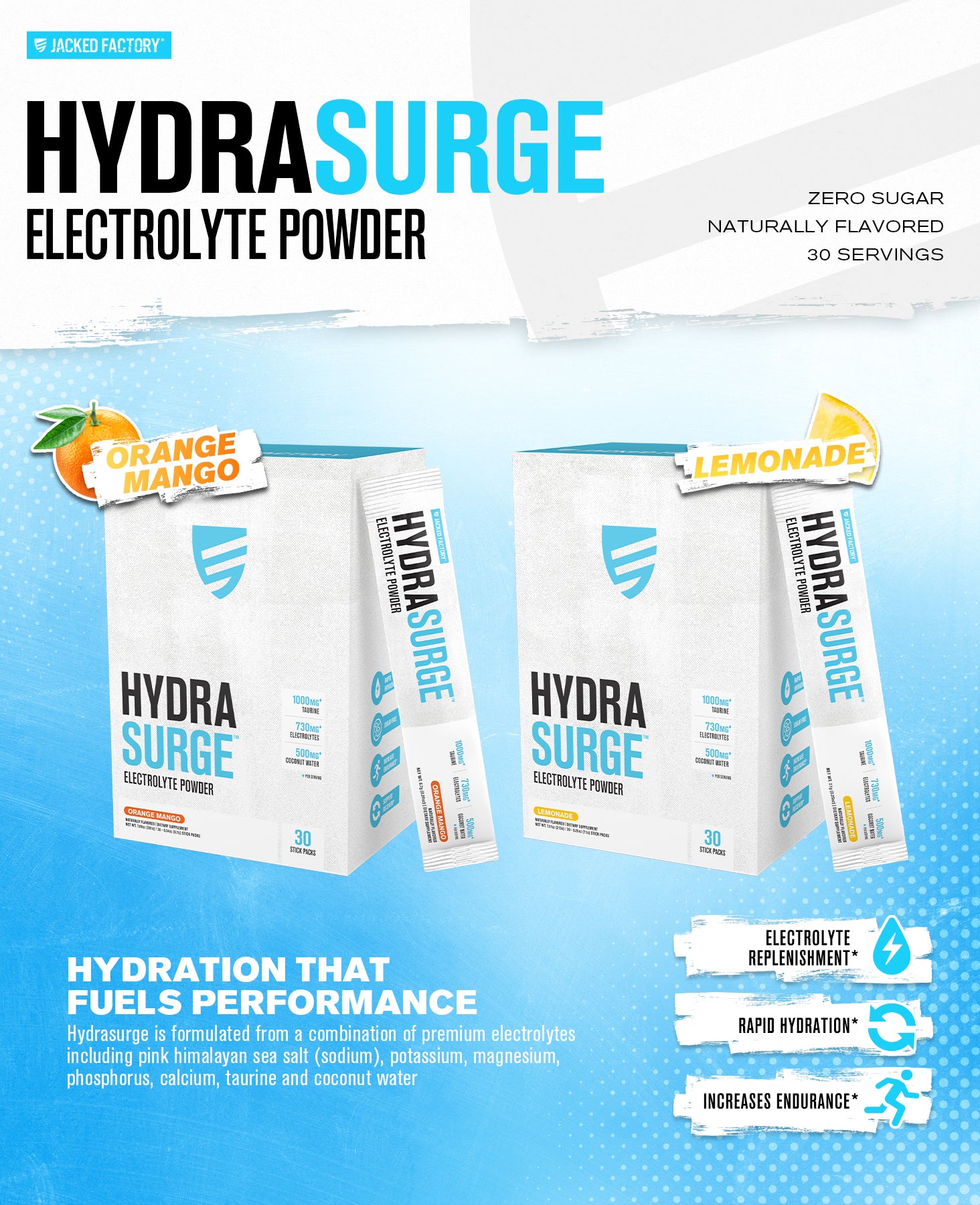 Hydrasurge Premium Electrolytes Powder - Naturally Flavored